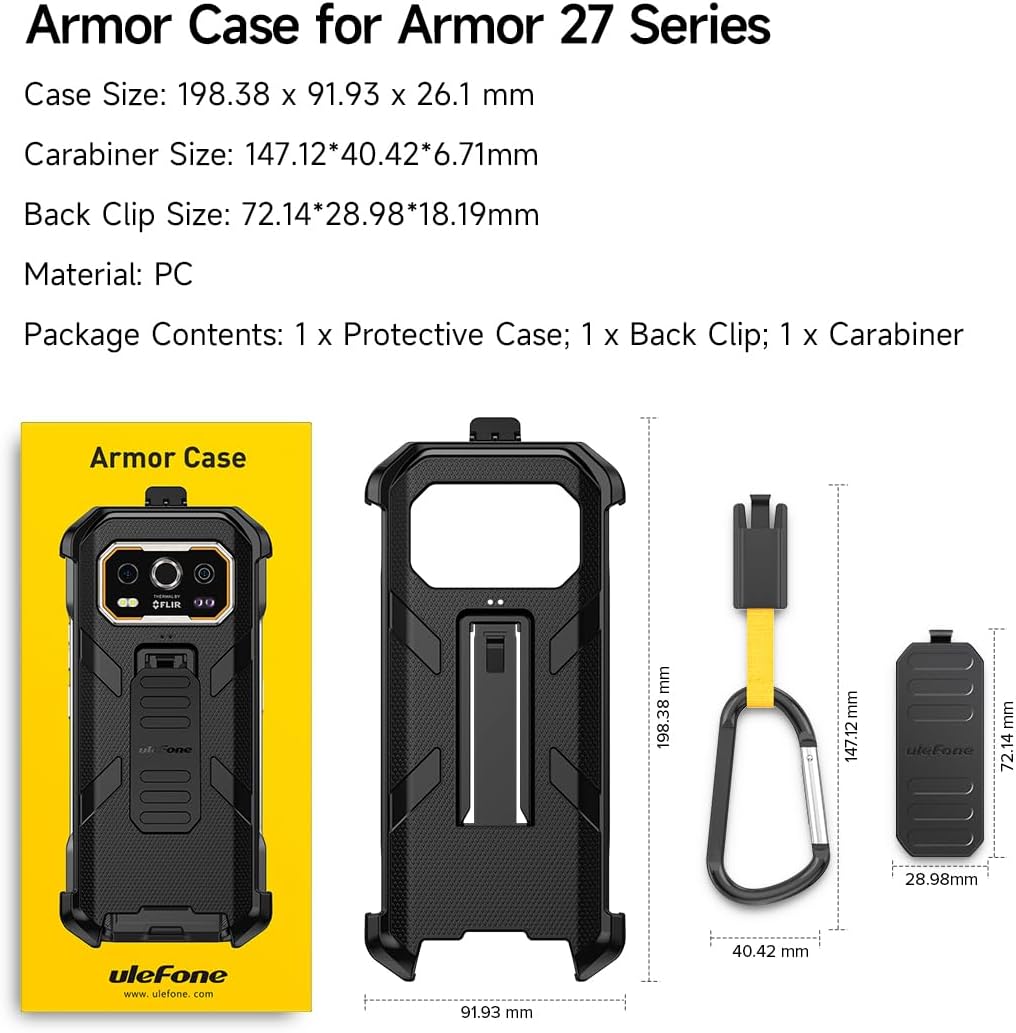 Ulefone Rugged Phone Case, Case Armor 27/27T, Armor 27 Pro/27T Pro Black