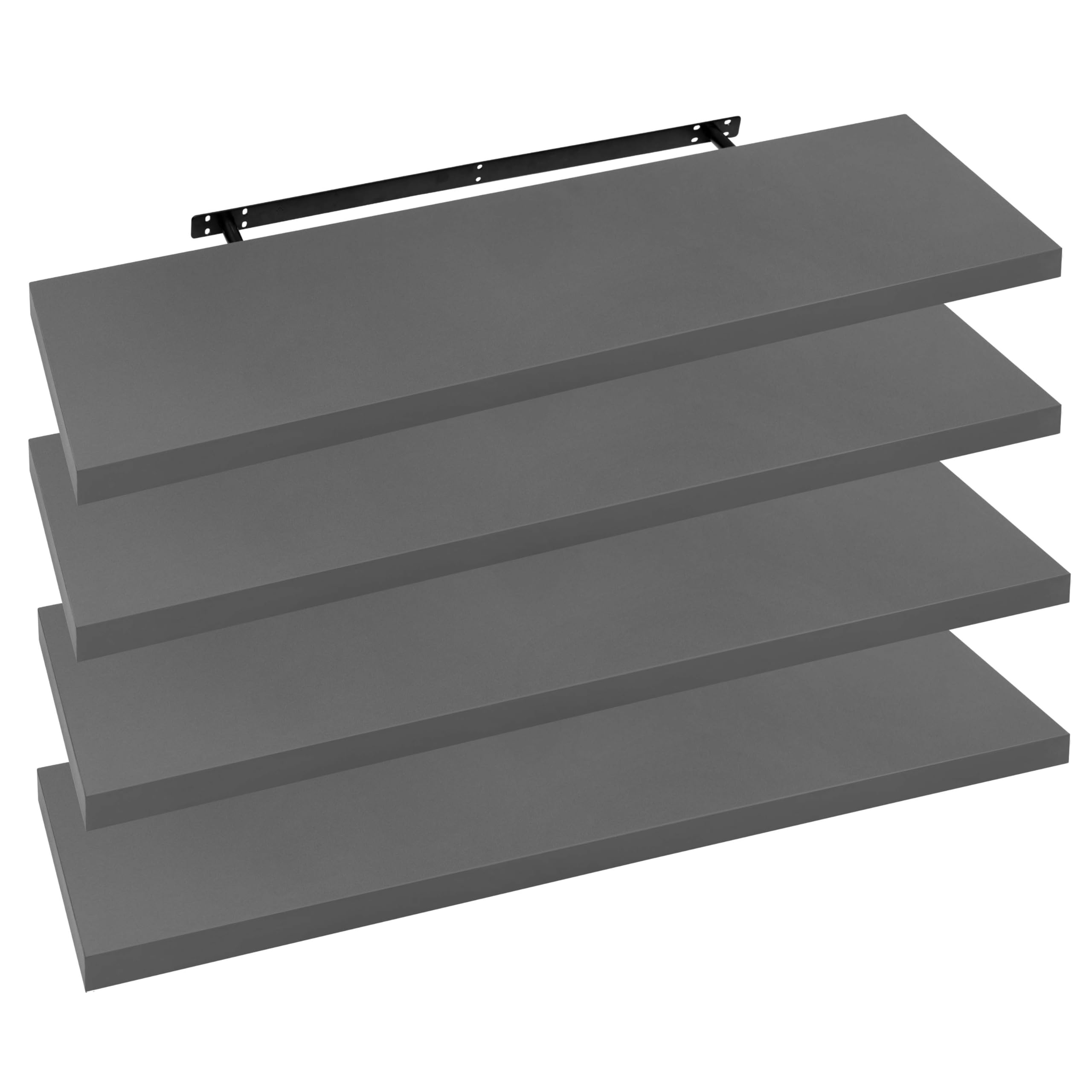 WOLTU 4 Pcs Floating Shelves, 100cm Dark Grey Wall Storage Shelf, Office
