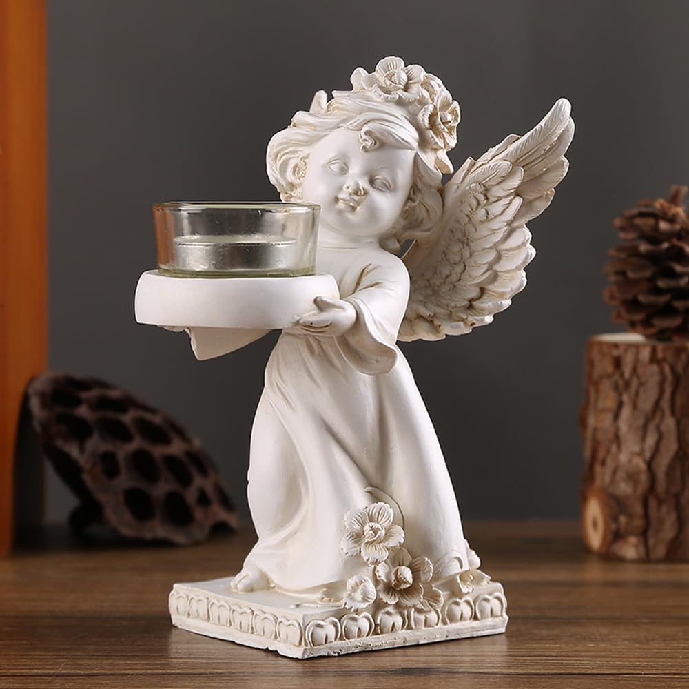 Bougeoir Ange NUZAMAS Ailes D'Ange Bougeoir, Statue De Chérubin, Décoration De Bougie Ange