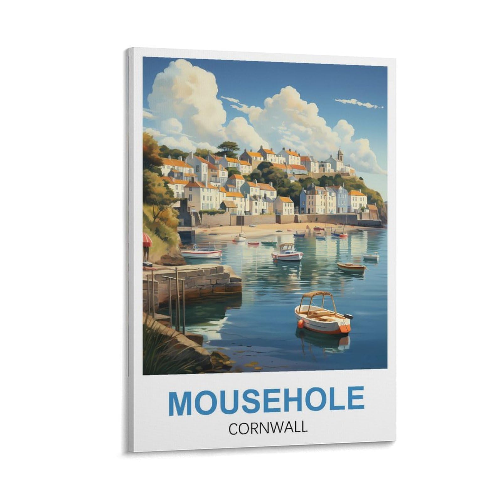 Mousehole Cornwall Vintage Travel Poster 12x18inch(30x45cm) Canvas Art Poster And Wall Art Picture Print Modern Family Bedroom Decor