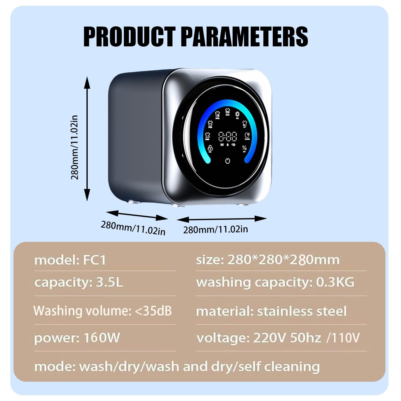 Mini Lave Linge Séchant Mural Automatique | Combiné Lavage/Séchage Intégré, Design Économiseur d'Espace pour Studios, Maisons et Camping-Cars Wall-Mounted