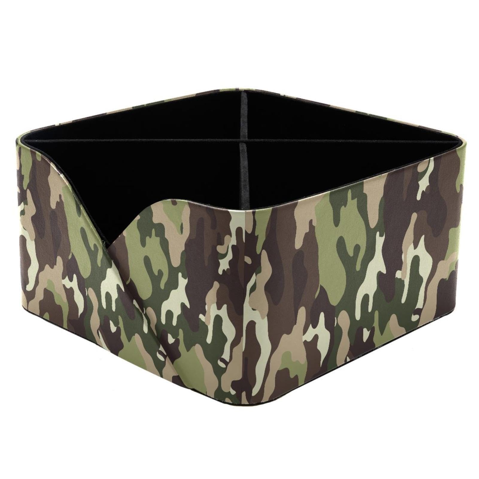 KengjuTesu Cool Army Camouflage Desktop Organizer Pen Holder, Rectangular Pencil Cup for Office, Study and Makeup Stations