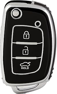 OFFCURVE Car Key Case, TPU Key Case for Hyundai i10/i20/i30 Coupe/iX20/ix25/iX35/ix45/Kona/Tucson/Santa Fe/Accent/Elantra - Gold/Silver