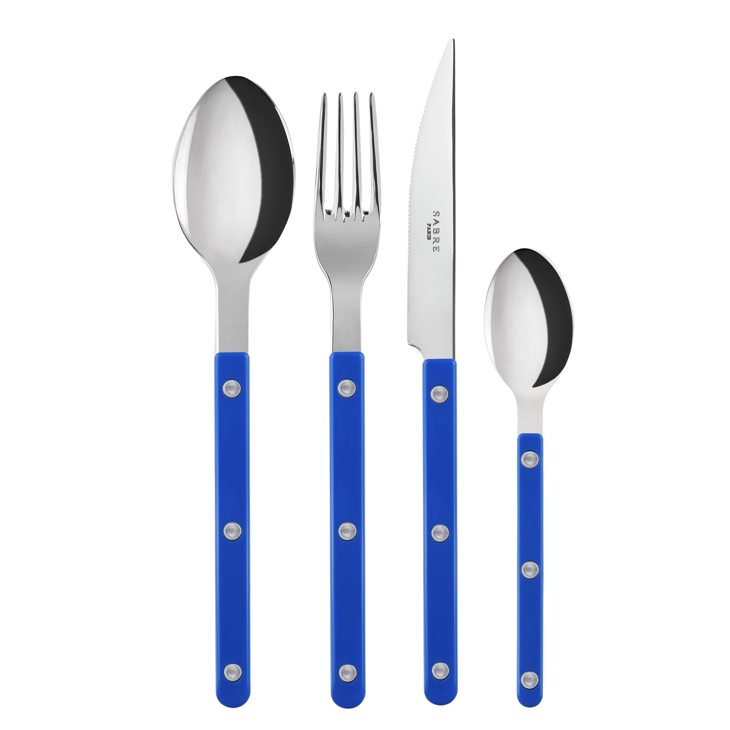 Sabre ParisBistro 4-piece cutlery set, color Ultramarine Blue and glossy finish. Includes stainless steel knife, fork, tablespoon and spoon.…