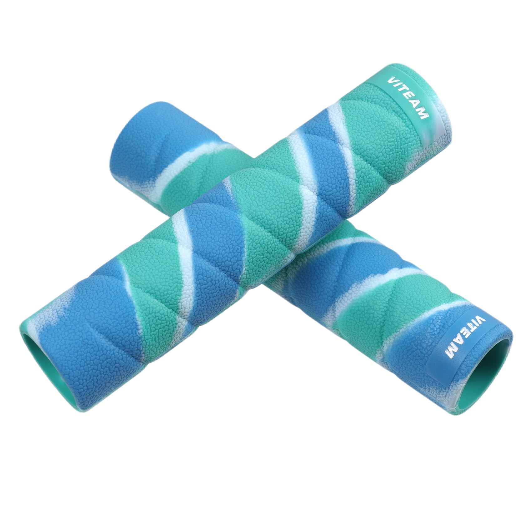 VITEAM Kayak Paddle Grips, No-Slip Silicone Wraps Paddle Grips for Kayaking, Blister Prevention Paddle Grips, Kayak Paddle Accessories Suitable for Take-Apart Paddles Blue Green 2 Pack
