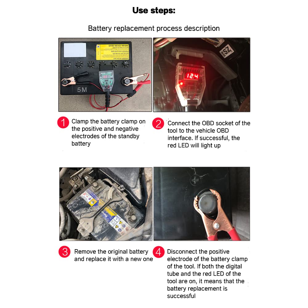 Câble OBD2 Économiseur Mémoire Batterie Avec Pince Crocodile - Outil Remplacement Batterie Voiture