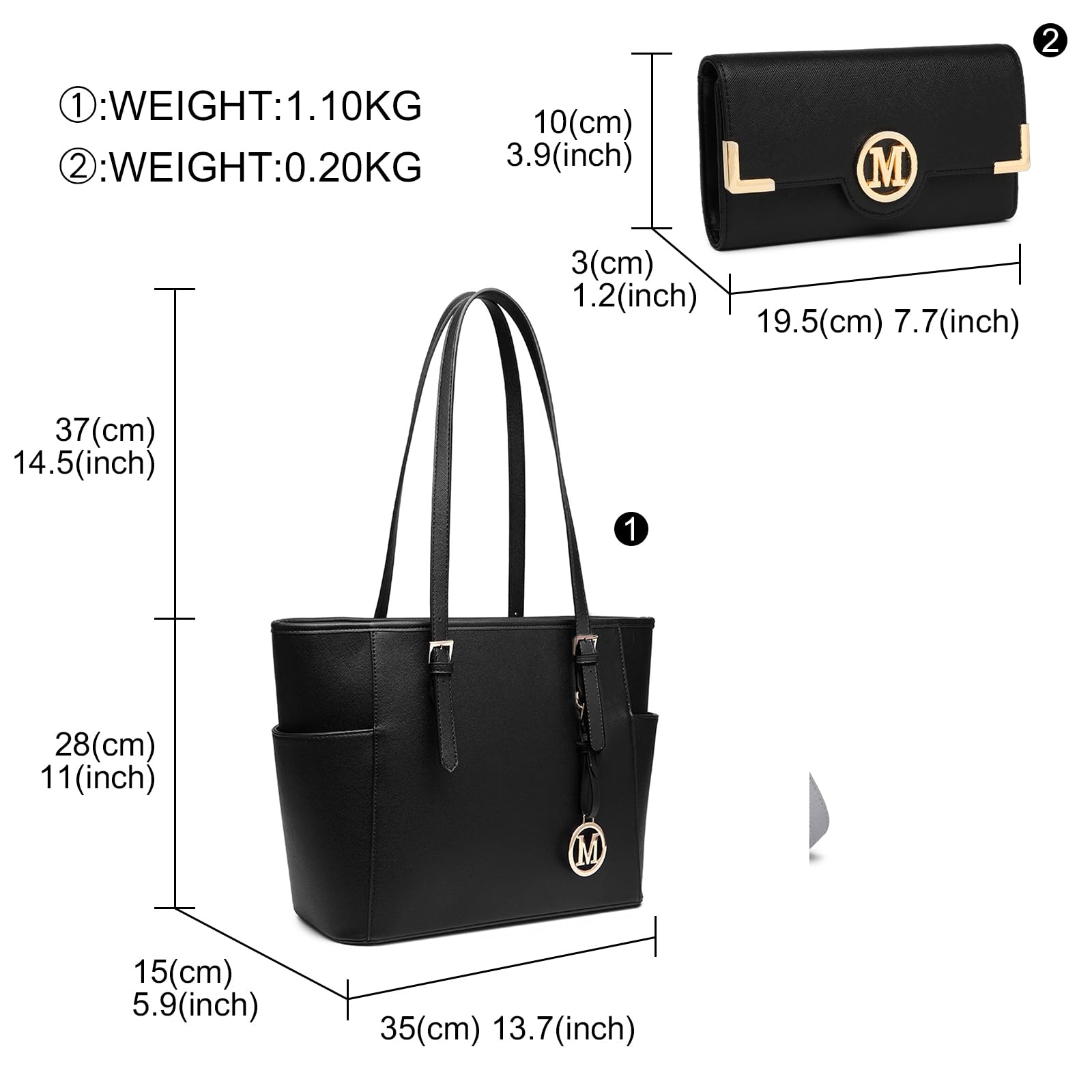 Miss Lulu Damen Shopper Große Elegante Schultertasche mit Reißverschluss