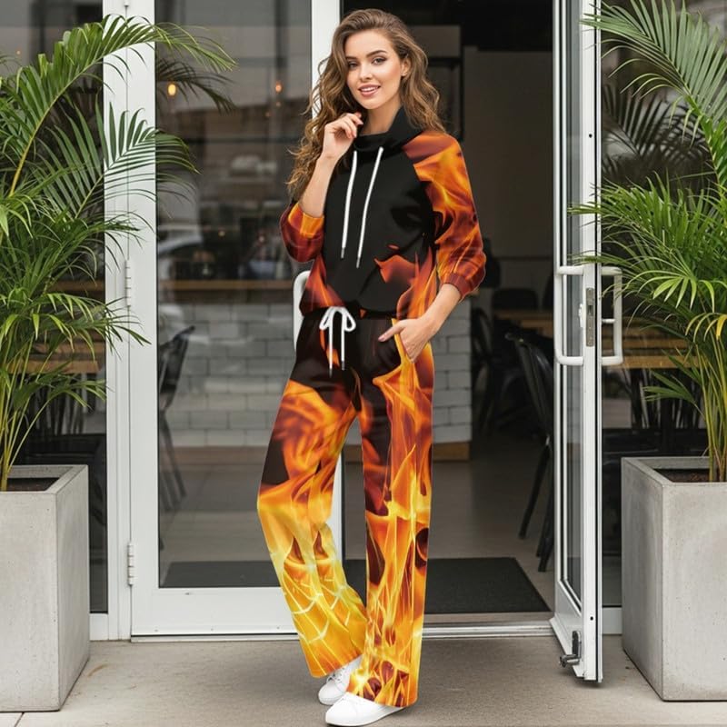 Irisjudy Women 2 Piece Outfit Sweat Suits Set, Skull Gothic Tracksuits Lounge Set Sweatsuits Sweatshirts And Sweatpants