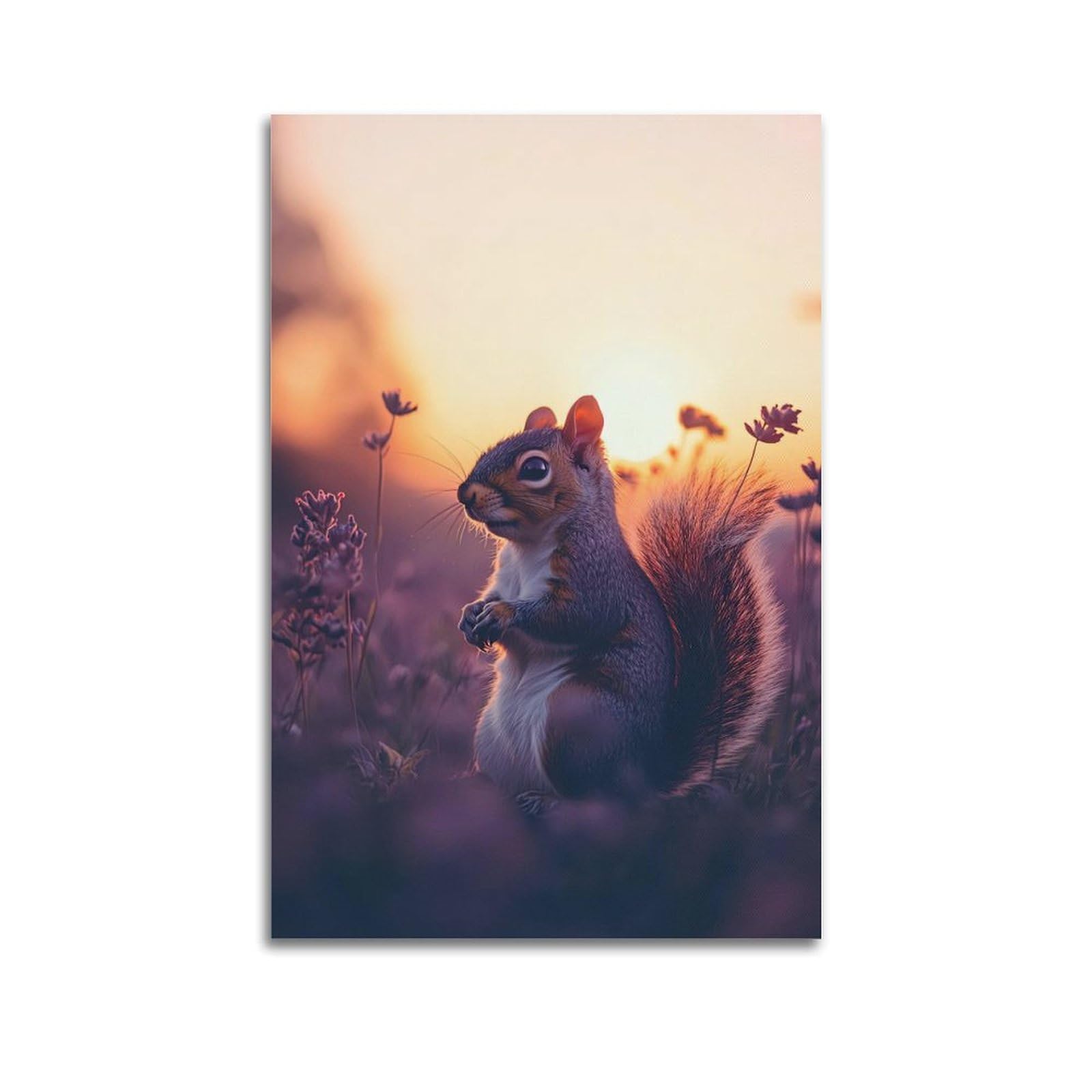 WZKTCL Animal Poster Squirrel at Sunset Poster Decorative Painting Canvas Wall Posters And Art Picture Print Modern Family Bedroom Decor Posters 24x36inch(60x90cm)