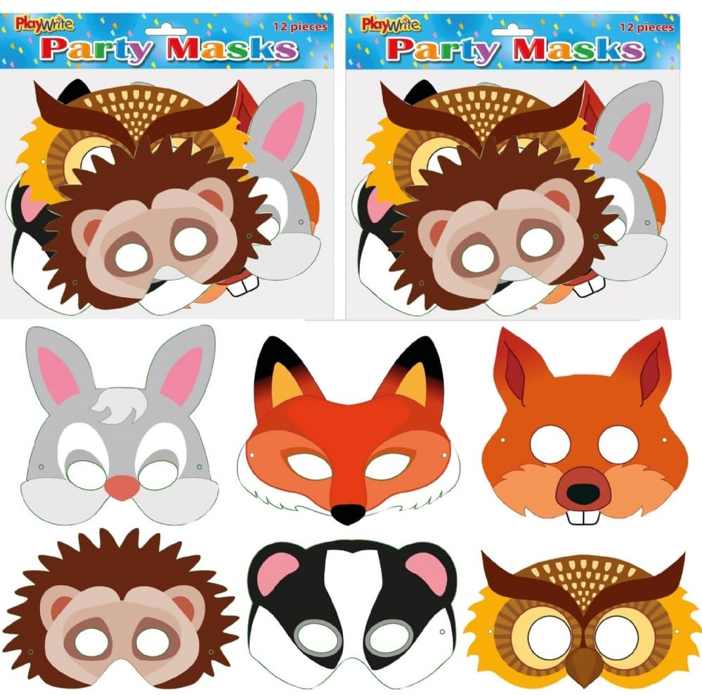 MustBeBonkers Cardboard Face Masks (Woodland, 24)