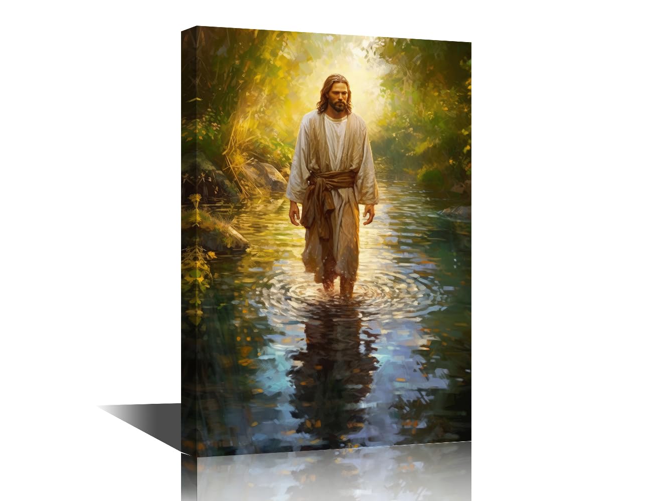 TISHIRON Christian Wall Decorations for Living Room Jesus Walks on Water Home Decor God Jesus Wall Paintings Rustic Wall Decor Pictures 3 Pcs Posters and Prints Ready to Hang (24''Wx 36''H) โ image 1