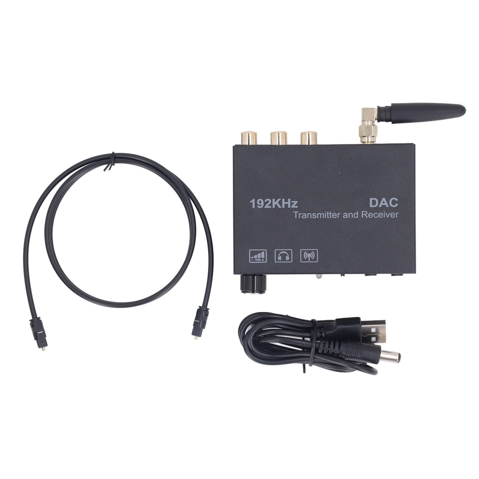 WALFRONT BT 5.3 Audio Transmitter Receiver with Optical Coaxial, DAC Chip and Volume Adjustment for Digital to Analog Audio Converter, Enjoy Wireless Streaming