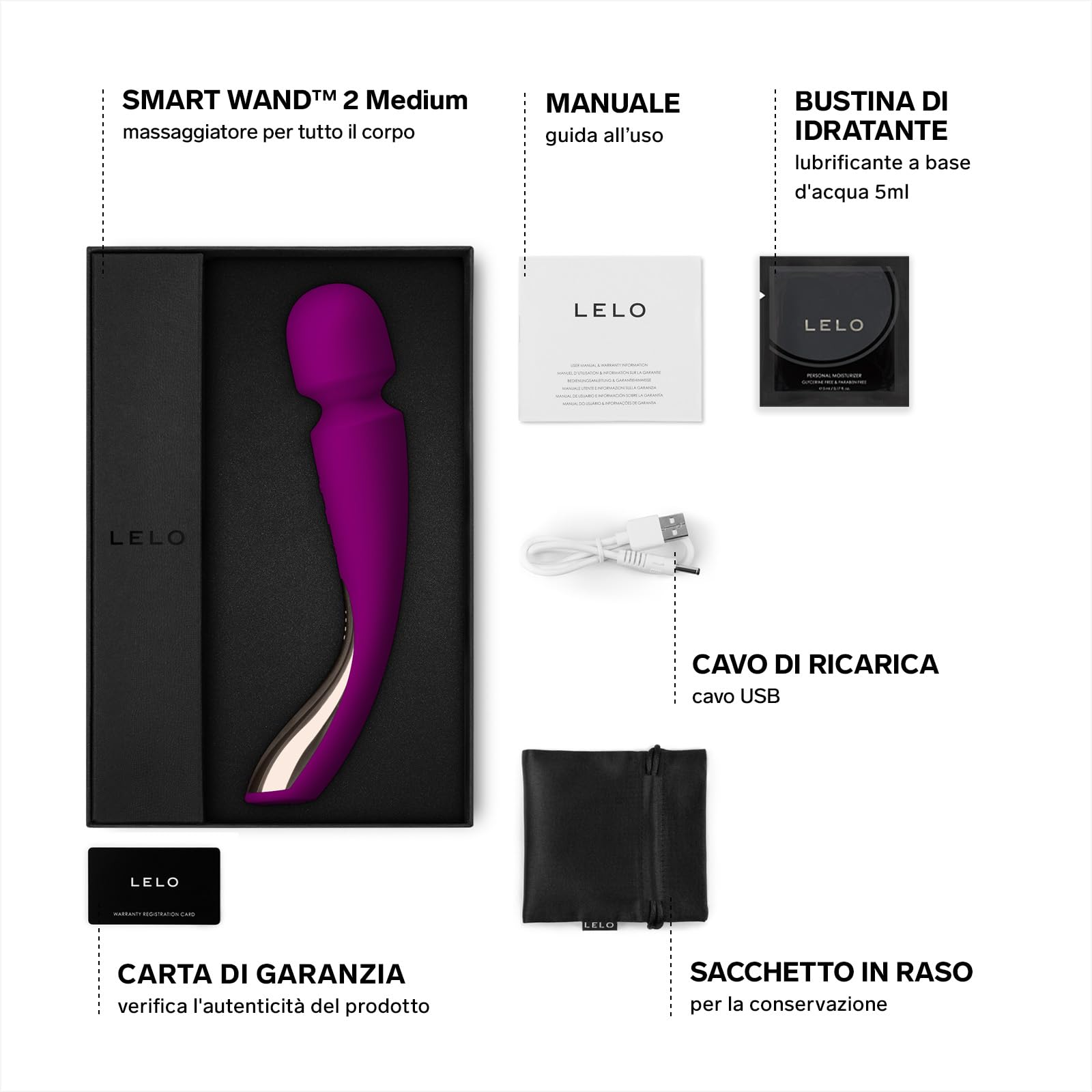 LELO SMART WAND 2 Medium Massaggiatore Wand, Massaggiatore per il Piacere e per Ridurre la Tensione, Magic Wand Impermeabile e Senza Fili, Vibratore Donna e Uomo Wireless, Deep Rose