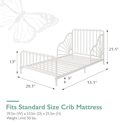 Miniatura 3 de Little Seeds Quinn - Cama infantil de metal caprichoso, color blanco roto