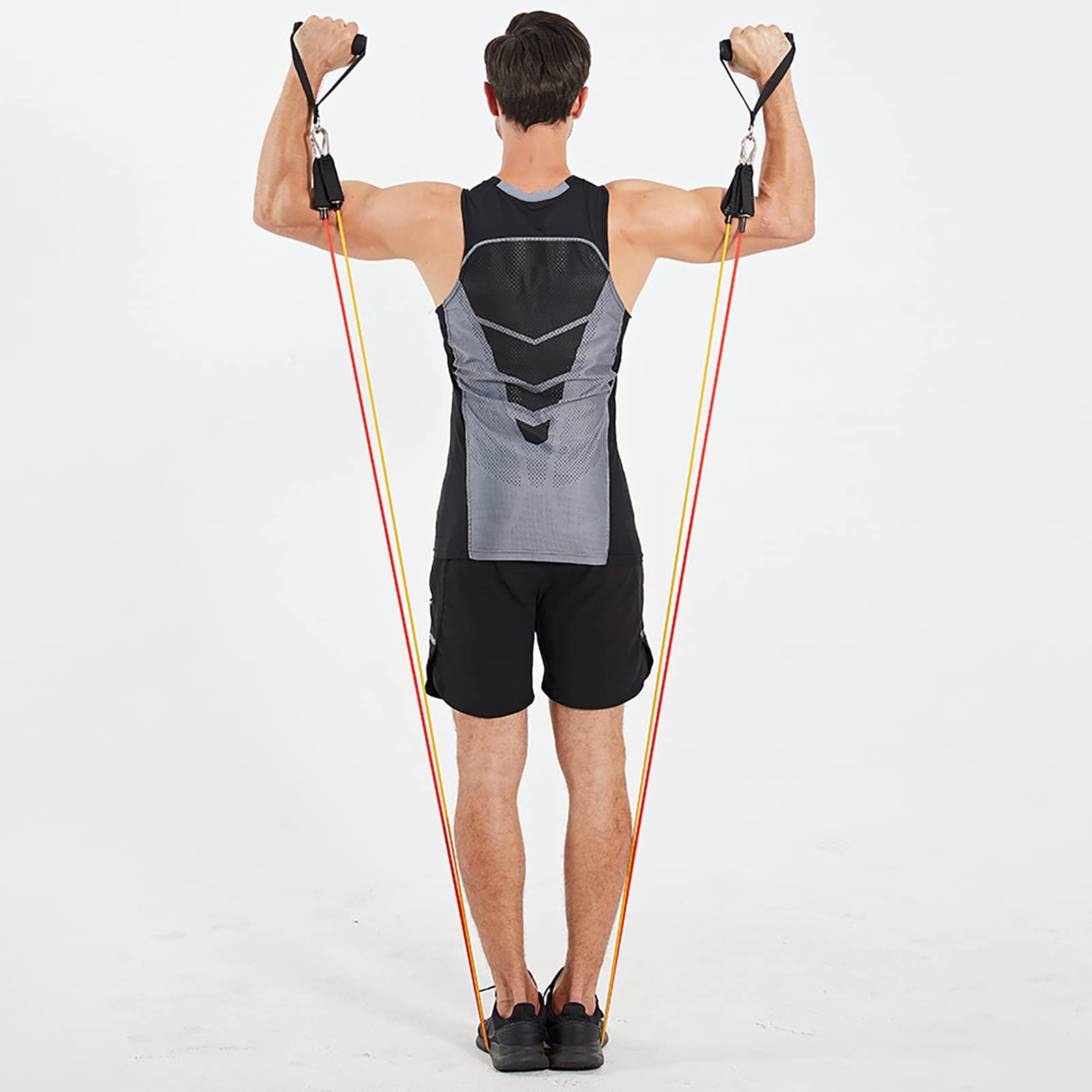 Set di 11 fasce di resistenza elastiche con manici, per allenamento a casa, palestra, fino a 45,4 kg, per fisioterapia e allenamento della forza