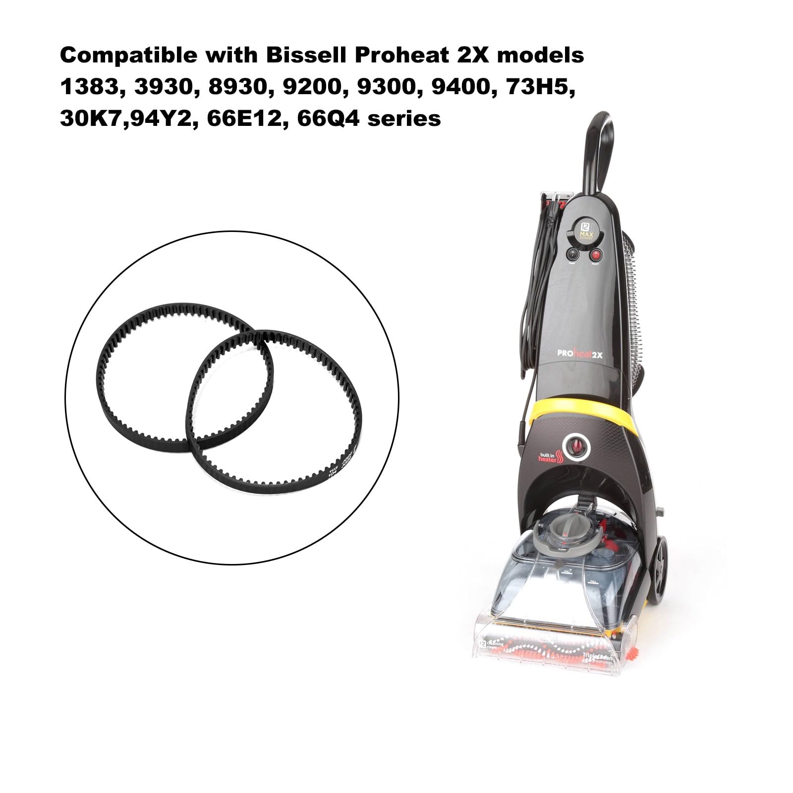 Bissell Pro Heat 2x Carpet Cleaner 2-Set Belt Replacement For