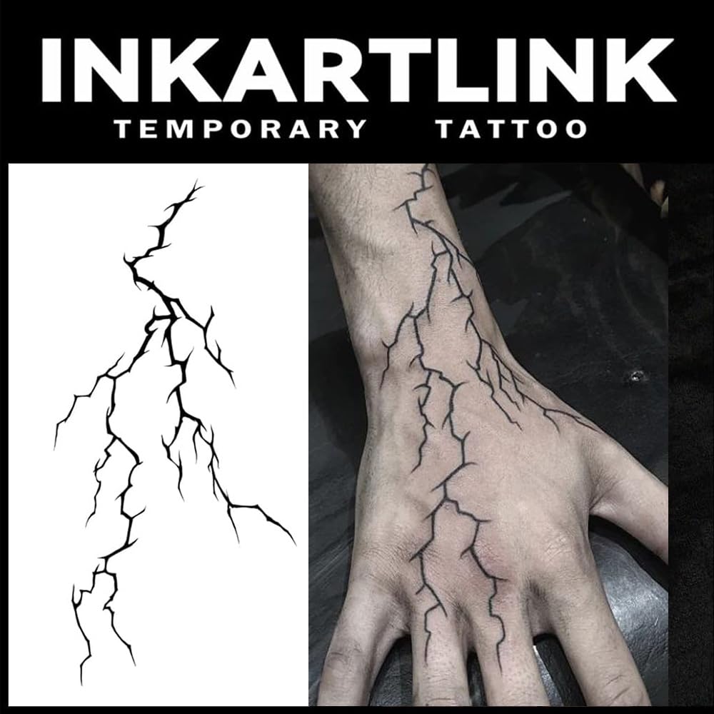 INKARTLINK Tattoo Tech, 2 Sheets Large Semi Permanent Tattoo, Adult Art Design Temporary Tattoos, Lasts 1-2 Weeks, Waterproof, Realistic Look, No