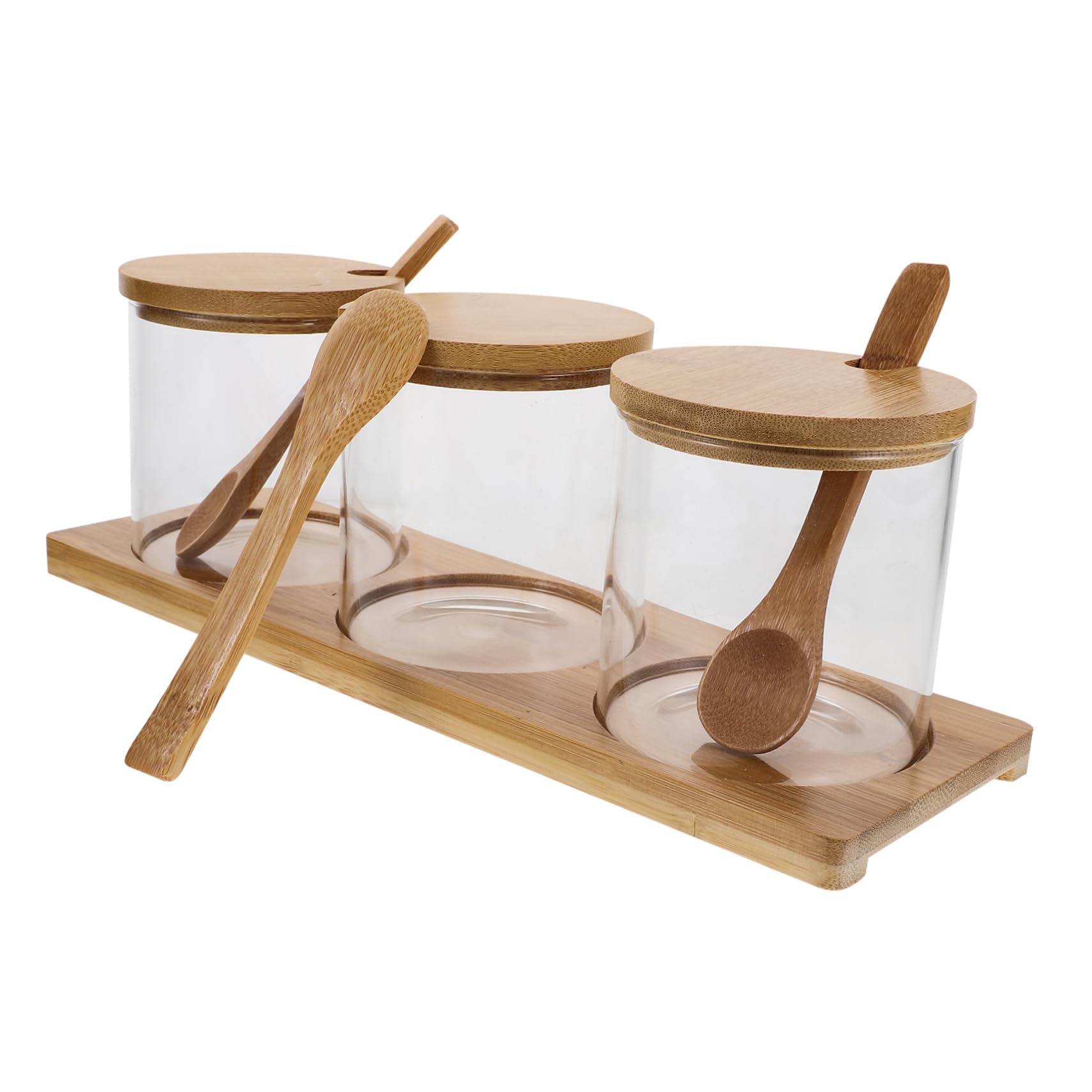 Cabilock 1 Set Kitchen Seasoning Jar Glass Spice Containers with Wide Mouth Opening Easy to Clean Multi Function Condiment Storage Pots for Salt Sugar Pepper