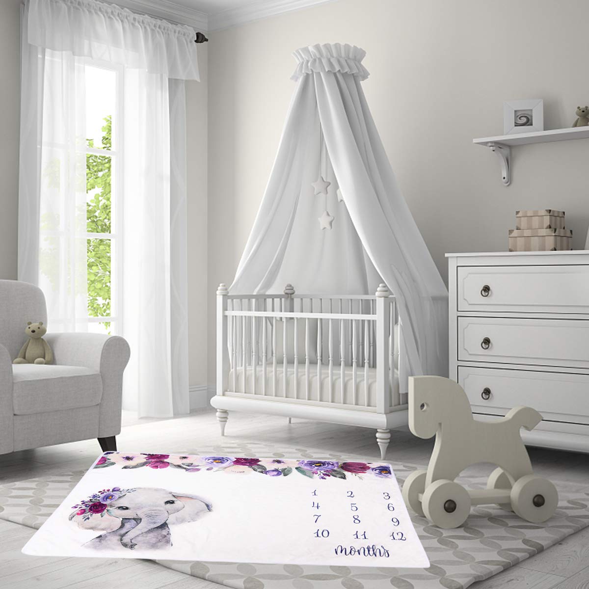 M MUNCASO 40x55 Baby Mijlpaal Deken Pasgeboren Douche Geschenken Maandelijkse Mijlpaal Zachte Mat met 4 Vilt Fotolijsten voor Jongens Meisjes
