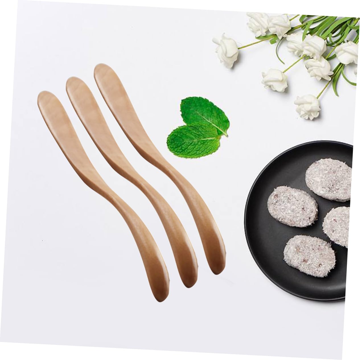 Cabilock Wooden Butter Knife 3pcs Vintage Design Perfect for Cheese Jam Pastry Easy to Clean