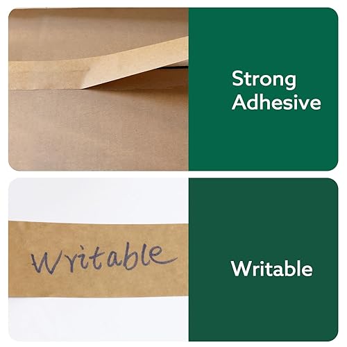 Miniatura 5 de 6 rollos de cinta de embalaje marrón de 2 pulgadas a granel, cinta de embalaje de papel kraft mejorada 2025, 2 pulgadas x 55 yardas, envío de cartón