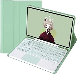ZOMUN Capa de teclado para iPad Air 2 de 9,7 polegadas / iPad Pro 9,7 polegadas, teclado Bluetooth sem fio, removível/trackpad, capa traseira de TPU macio, com suporte para lápis para iPad Air 2 e Pro 9,7 polegadas