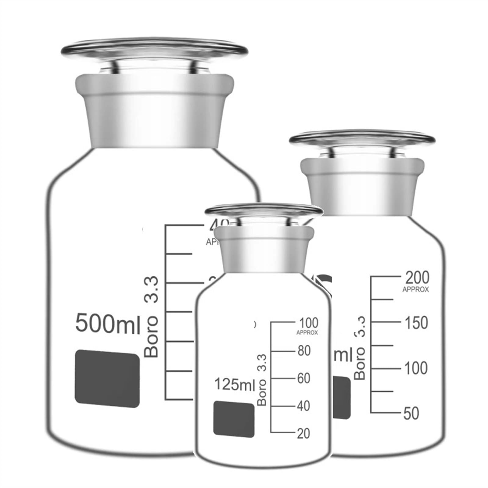 CQAHDSEVF Borosilicate Glass Bottles, Laboratory Borosilicate Glass Wide Mouth Reagent Bottle 60-1000ml(500ml)