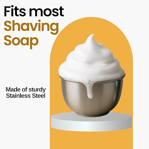 Miniatura 7 de G.B.S Juego de jabón de afeitar para hombre, jabón de afeitar de sándalo, jabón de afeitar de ron de bahía, cuenco cromado de acero inoxidable