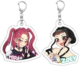 2Pcs K-Pop D-emon H-unters Keychain, K-POP Devil Hu-Nters, Hu-ntrx/X Anime Figure Memorial Keychain, Backpack Pendant for Boys and Girls, Acrylic Gift Accessories(A)