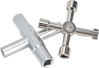 2pcs 4 Way Sillcock Key Plated Steel Water Keys with 4 Way Portable Multifunctional Utilities Key