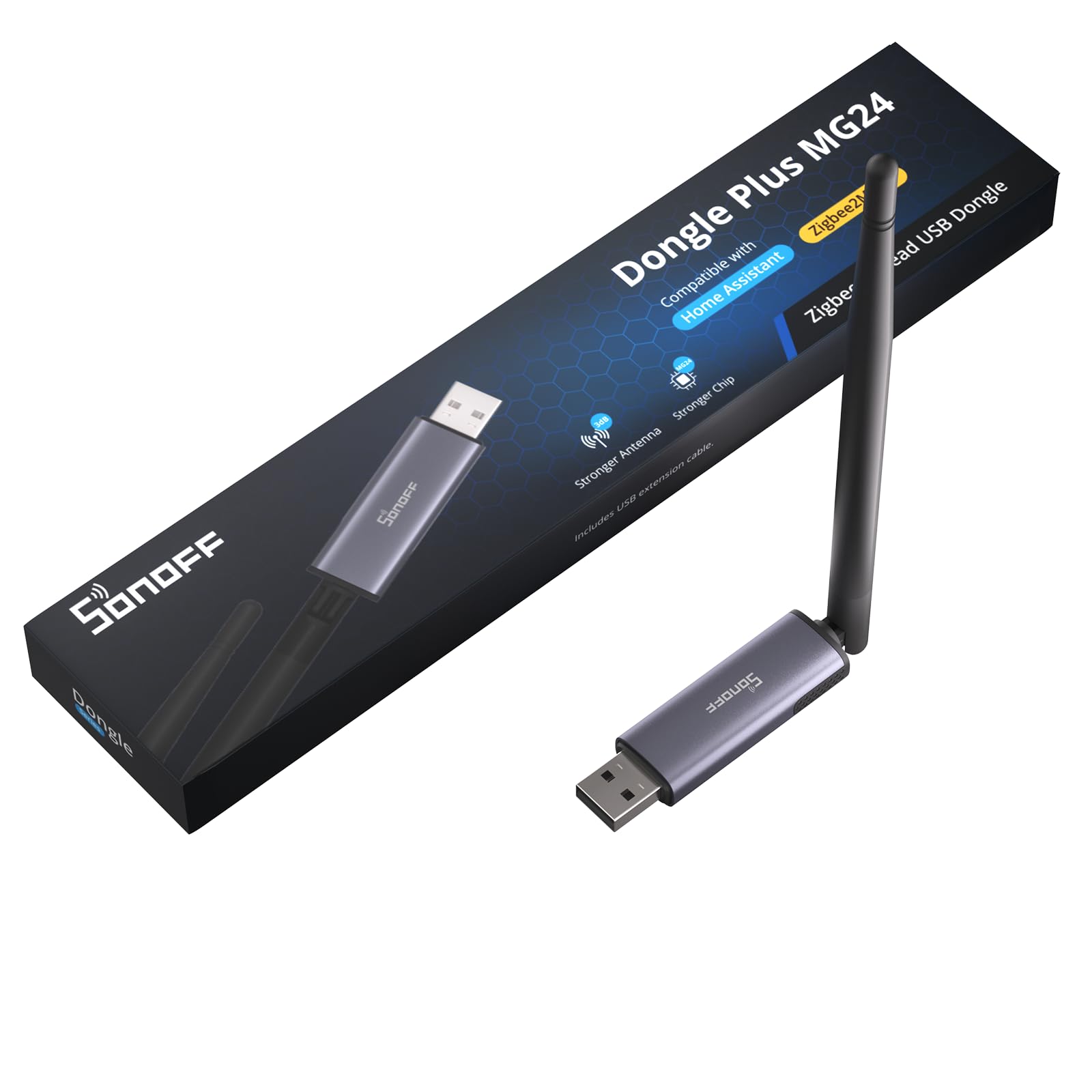 SONOFF Zigbee 3.0 USB Dongle Plus MG24, Coordinatore & Router Zigbee con chip EFR32MG24, antenna 3dBi, supporta Home Assistant, Zigbee2MQTT, openHAB