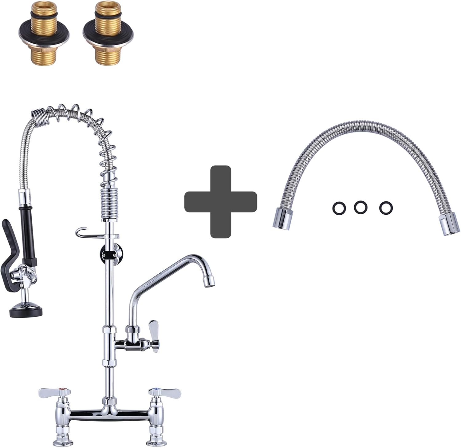 26” Commercial Kitchen Faucet & 18.5" Sprayer Hose for Commercial Restaurant Kitchen Sink Faucet kit