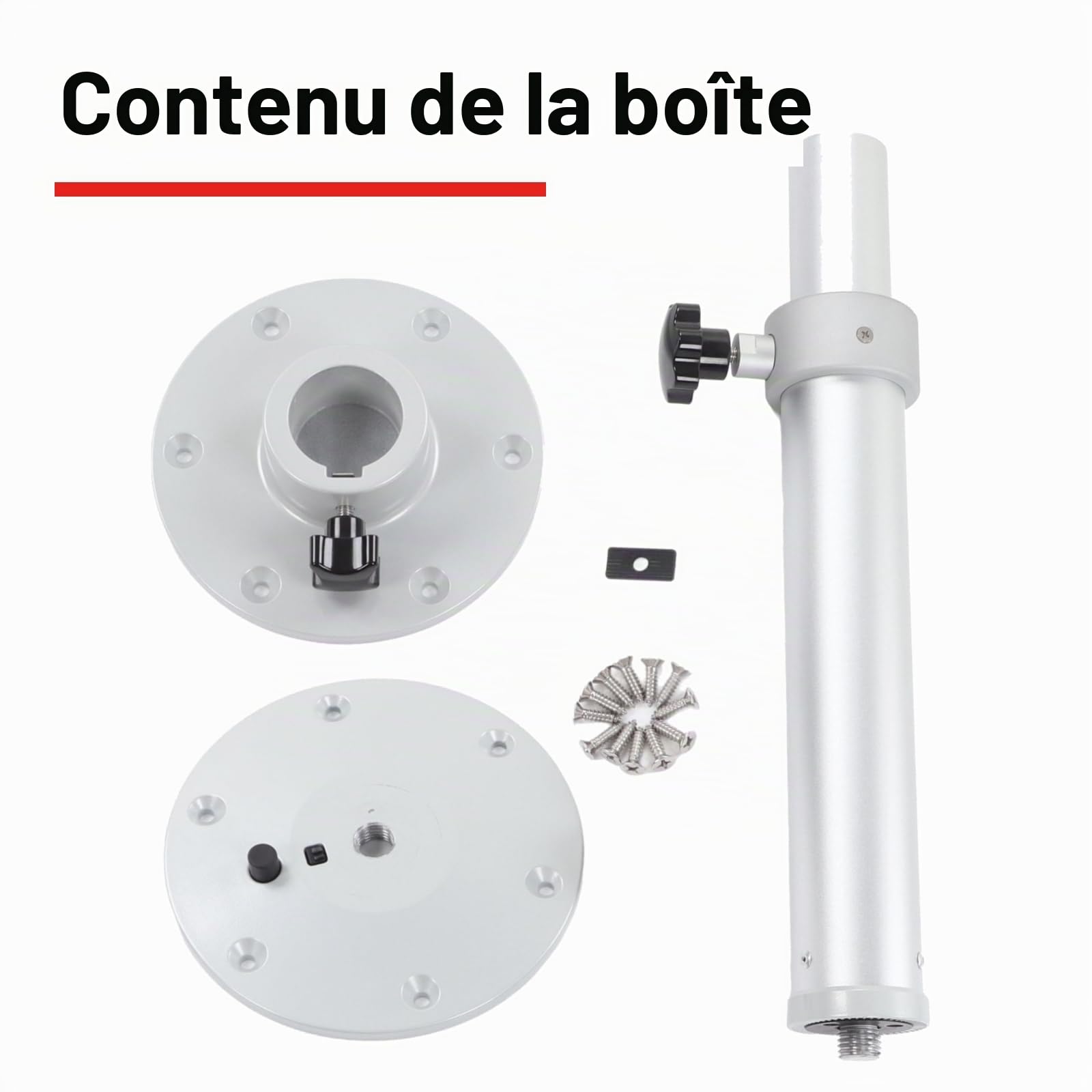 Pieds de Table Réglables en Aluminium - 460 à 700 mm, Pivotant à 360° - Pour Camping-Car, Bateau, Yacht