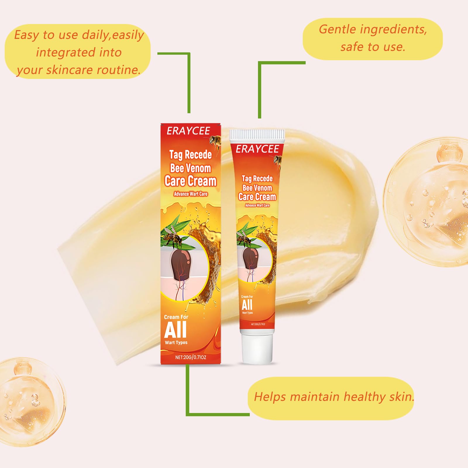 Crema de extracción de verruga de veneno de abeja, 20 g