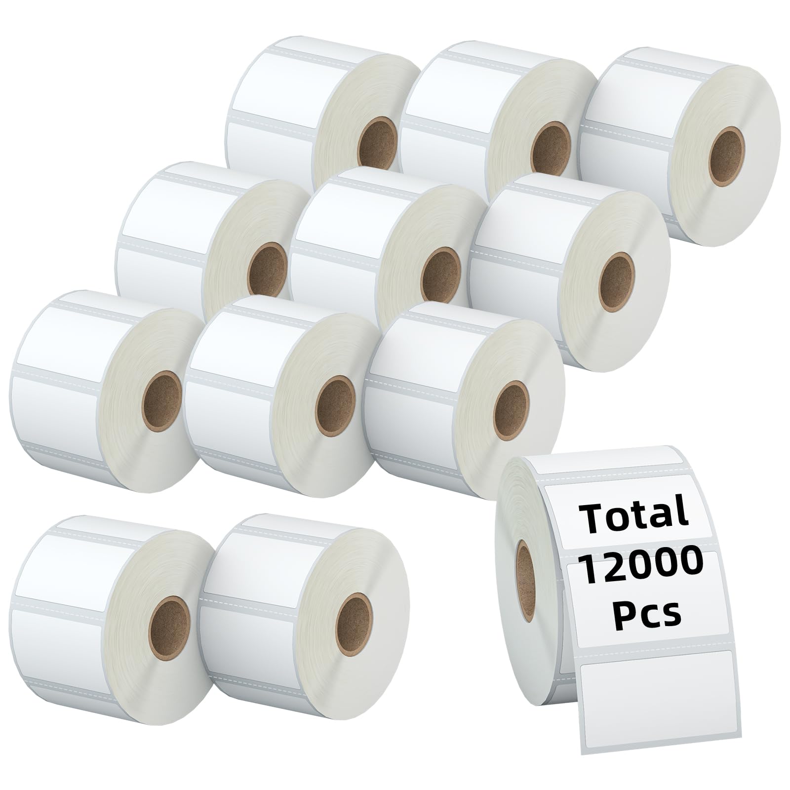 Photo 1 of KingTac 2.25" X 1.25” Direct Thermal Labels - 12 Rolls,1000/Roll - Perforated Stickers for Barcode Address & FBA Product, Compatible with Zebra & Rollo & MUNBYN Desktop Printer… Roll-2.25x1.25-12000 Labels