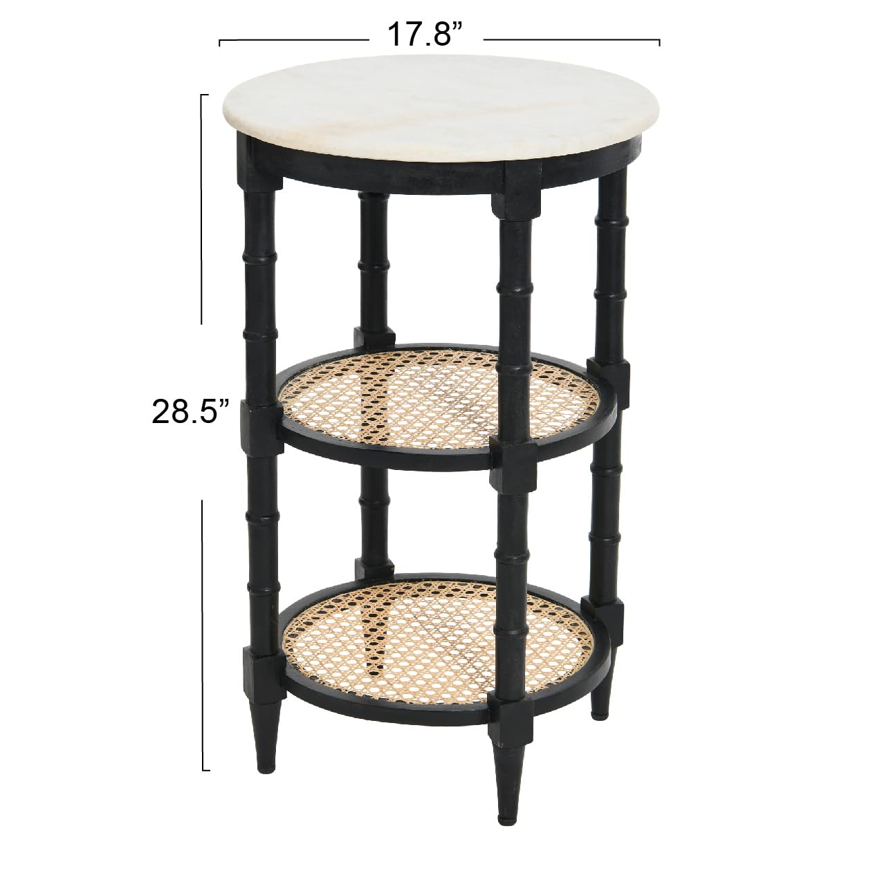 Creative Co-Op Mango Wood and Woven Cane Side End Table, Black