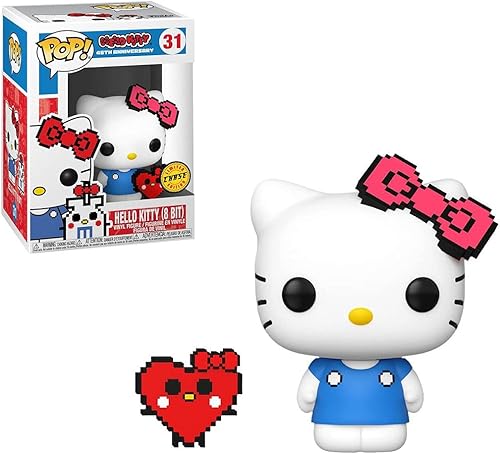 Funko Pop! Sanrio Hello Kitty (aniversario) Chase con lazo rosa de 8 bits y corazón Buddy