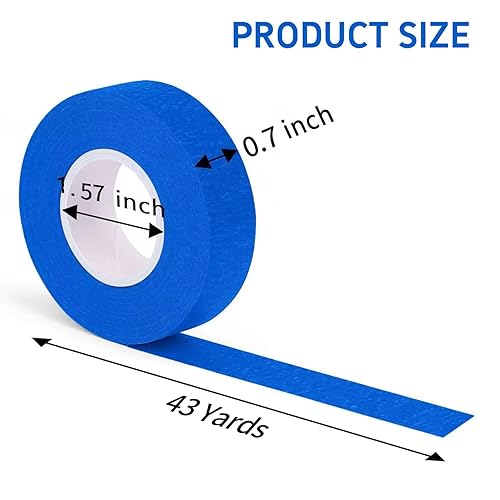 Miniatura 2 de 6 rollos de cinta adhesiva azul para pintores, 0.7 pulgadas de ancho, total de 768 pies de largo para pintura de pared, pintura de recortes, pintura