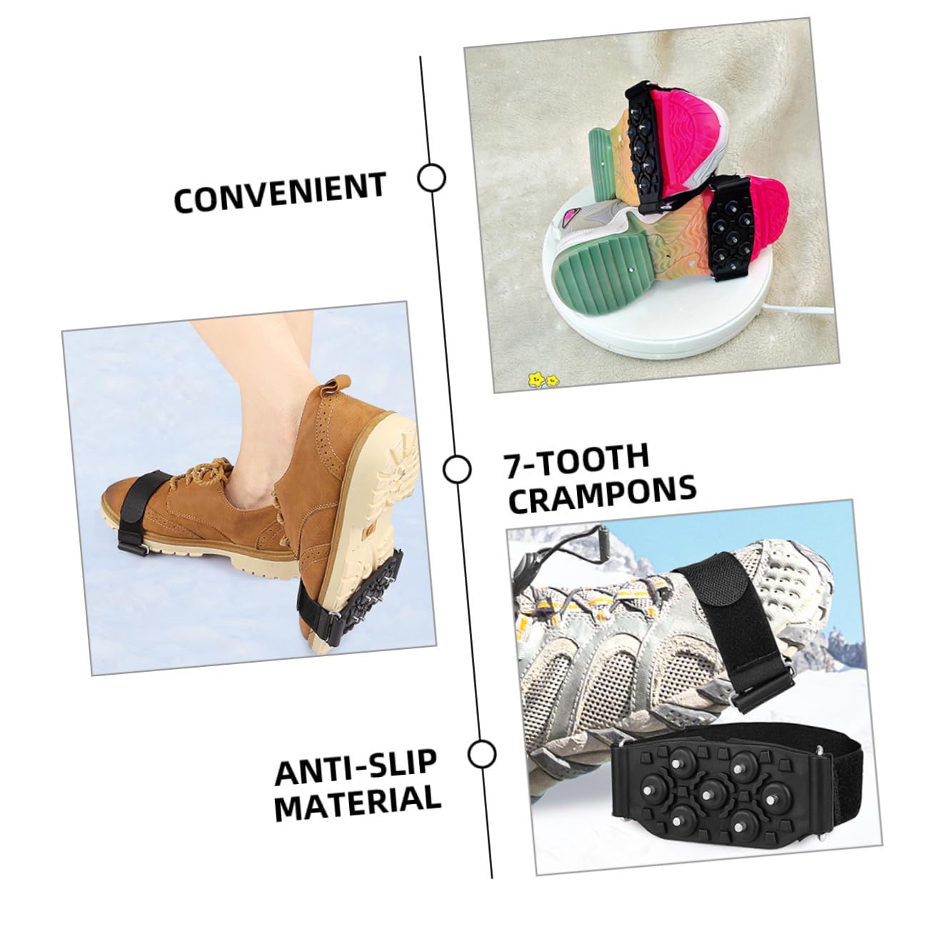 Toyvian Cramponi Antiscivolo per Scarpe Denti Regolabili Grip per Neve e Ghiaccio Design e Portatile per Donne e Adatti e Scarpe