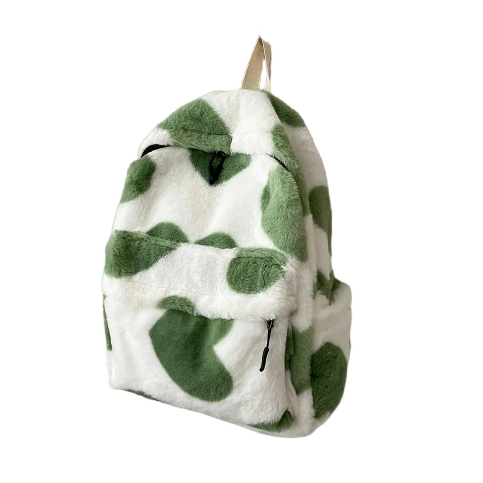 DZWANANG Backpack womens Heart Plush Cartoon Backpack Girl Plush Backpacks Cute Fur Backpacks School Bags Gift Book Bag-green