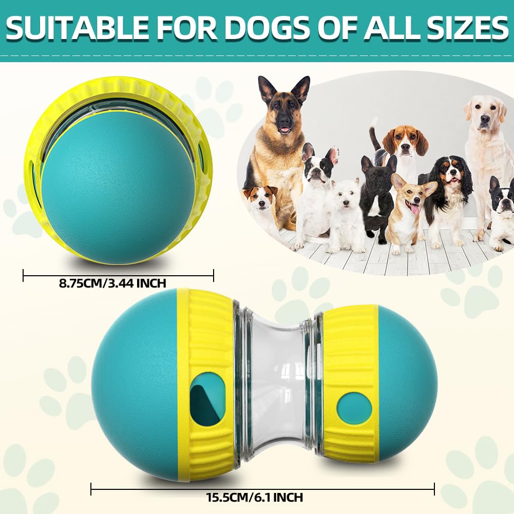 Mankoda Juguetes de rompecabezas para perros, bola dispensadora de golosinas rodante, estimulación cerebral y alimentador lento, juguetes de enriquecimiento para perros para mantenerlos ocupados