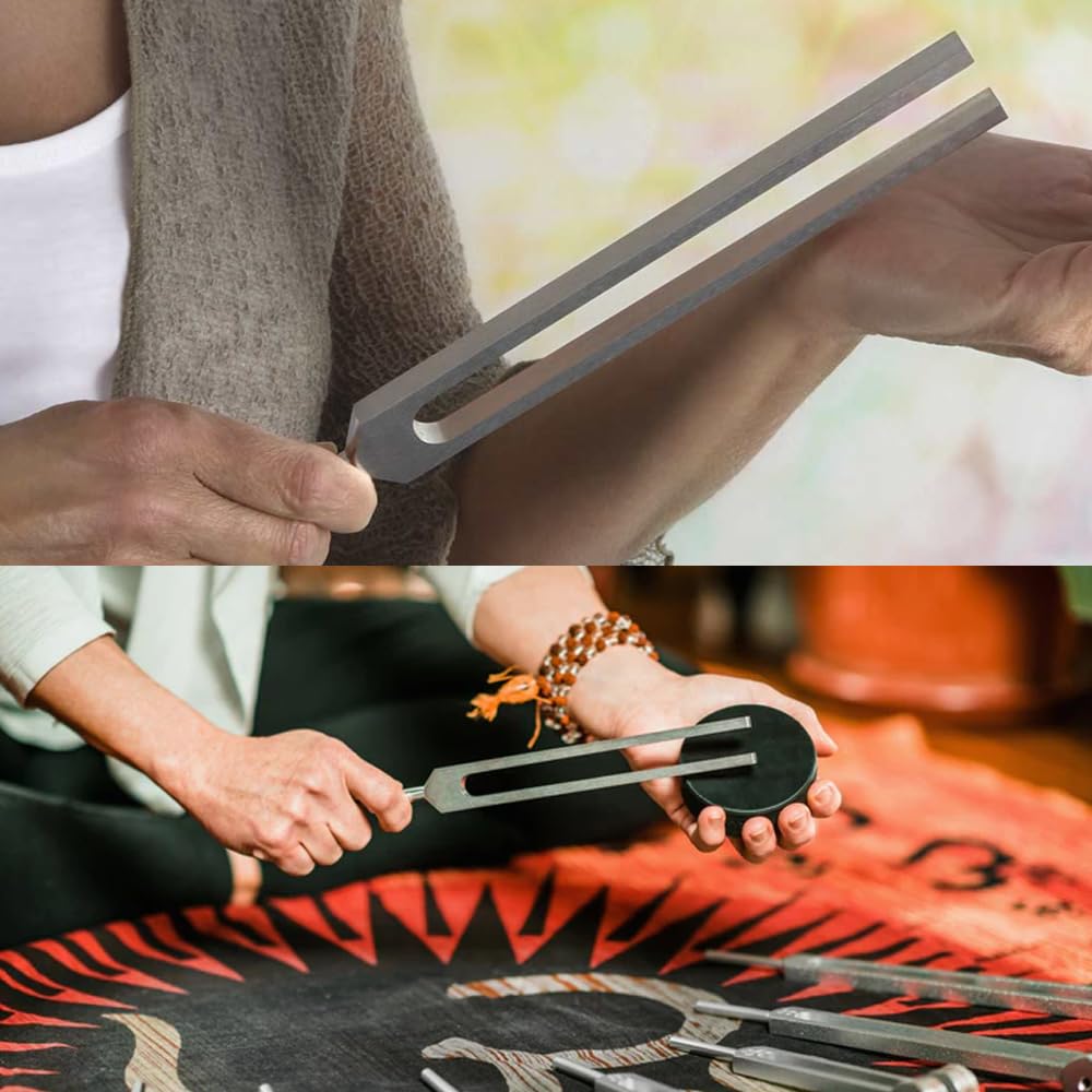 Stimmgabel-Sets, Schalltherapie-Vibrations-Hilfsmittel für Schmerzlinderung, Heilung, Chakra, Reduzieren Sie Stress Angst, C128/C256/C512/C1024/C2048/C4096(Sätze von 6)
