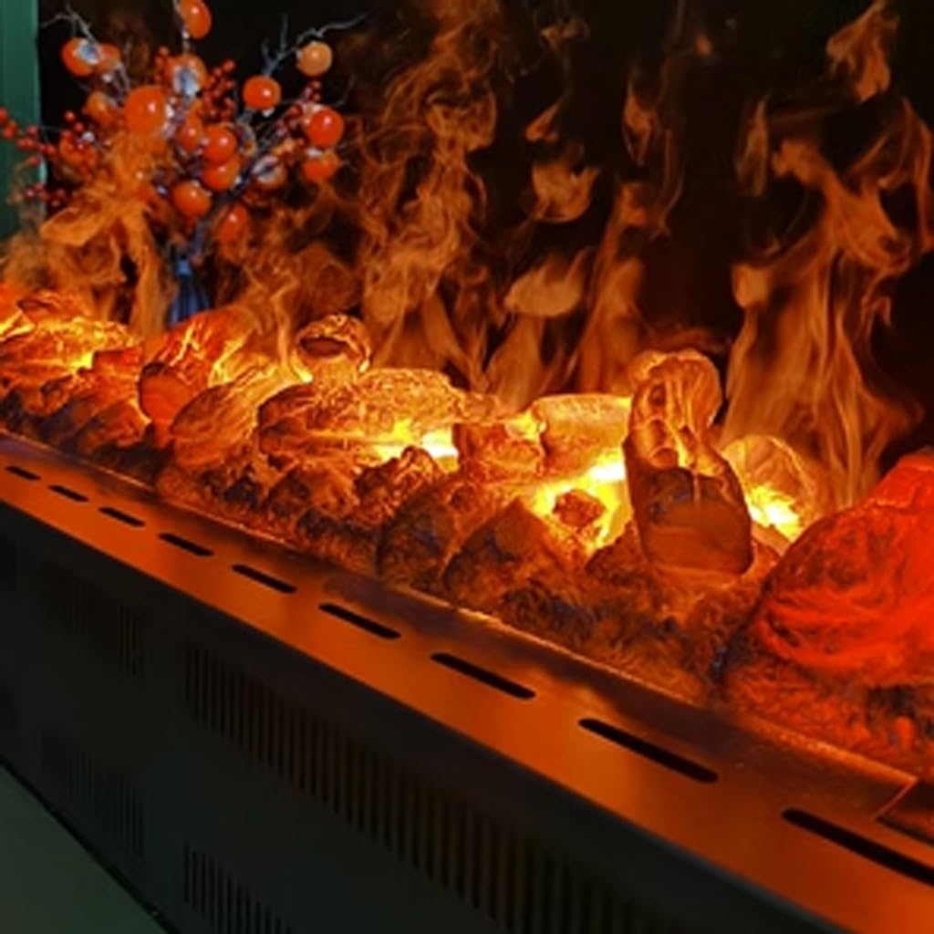 Kominek elektryczny, atomizowany nawilżacz kominka 3D, elektroniczny, dekoracyjny kominek, wbudowany symulacja pary wodnej, węgiel drzewny, inteligentny, sztuczny płomień, grzejnik kominkowy (180 cm)