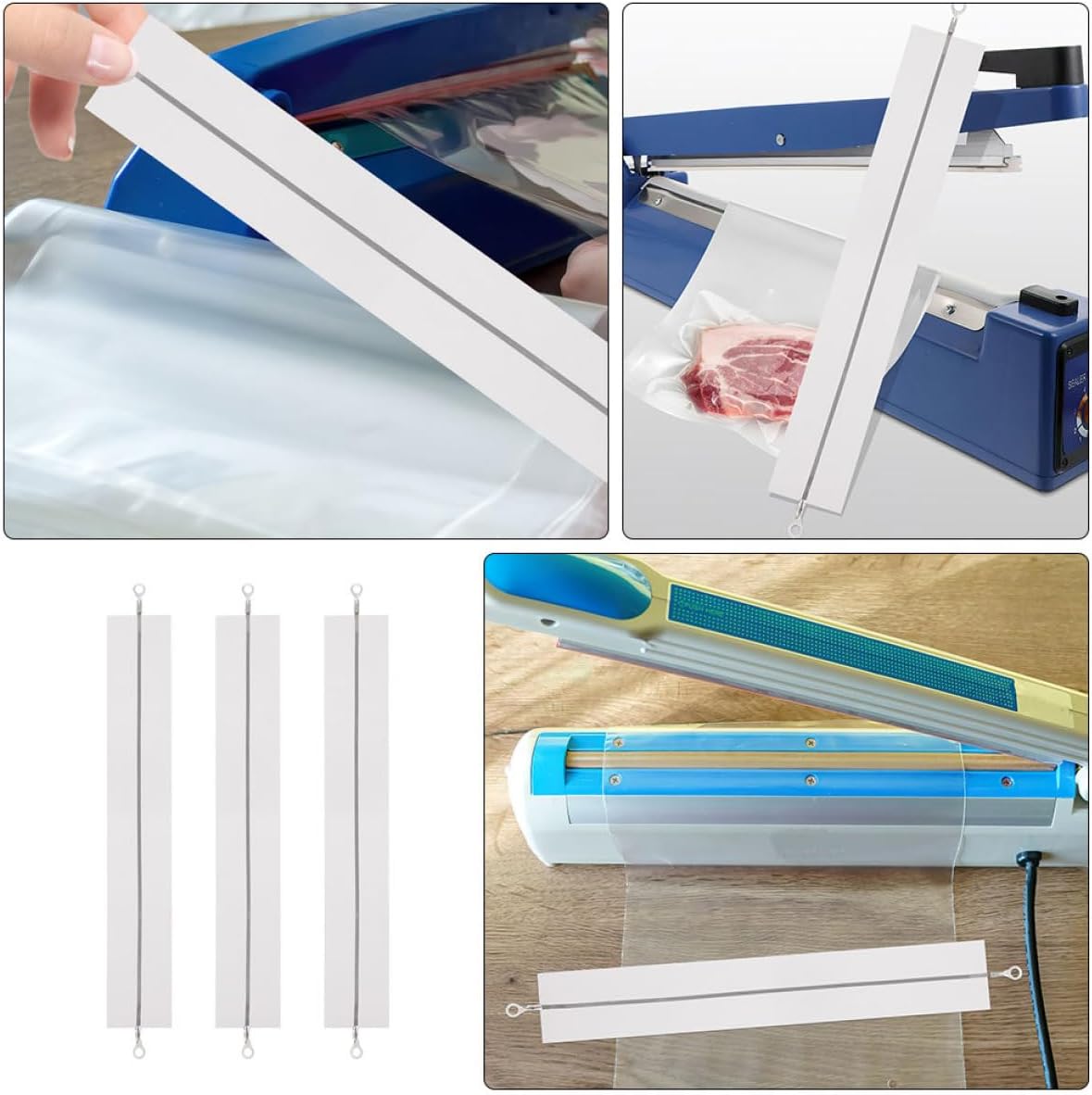 6pcs Heat Sealer Replacement Strips and Heating Elements with High-temperature Fabric 300mm for Hand Press Heat Sealer Repair Kit, Specialty Appliance Replacement Parts for Kitchen
