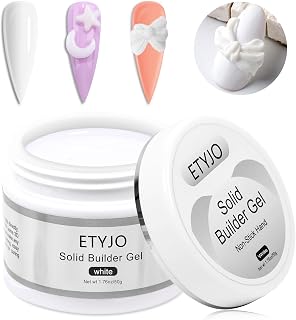 Solid Gel Builder for Nails 50g Large Capacity White Non-Stick Hand Extension 3D Carving Hard UV Gel for Nail Art Salon Home DIY