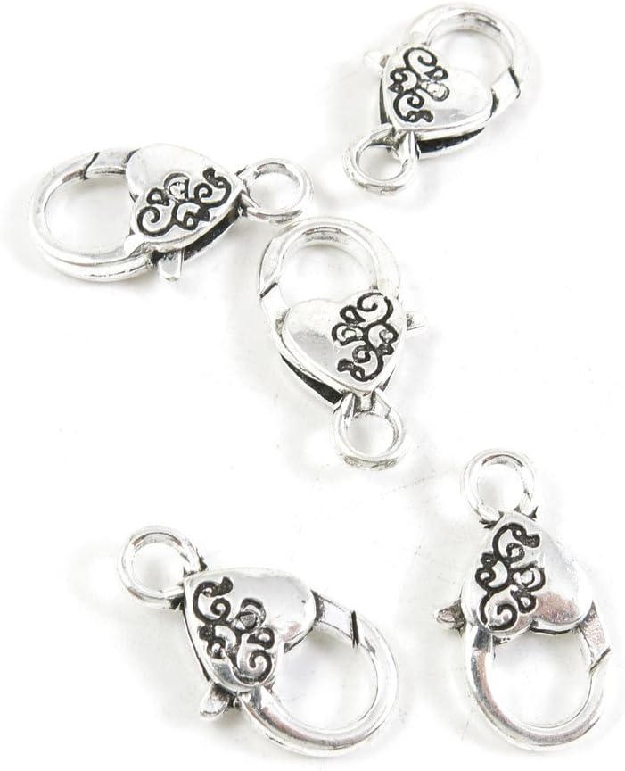 160 Pieces Antique Silver Tone Jewelry Making Supply Charms Filigrees Arts Crafts Beading Findings Crafting A6OY6Q Love Heart Lobster Key Clasp