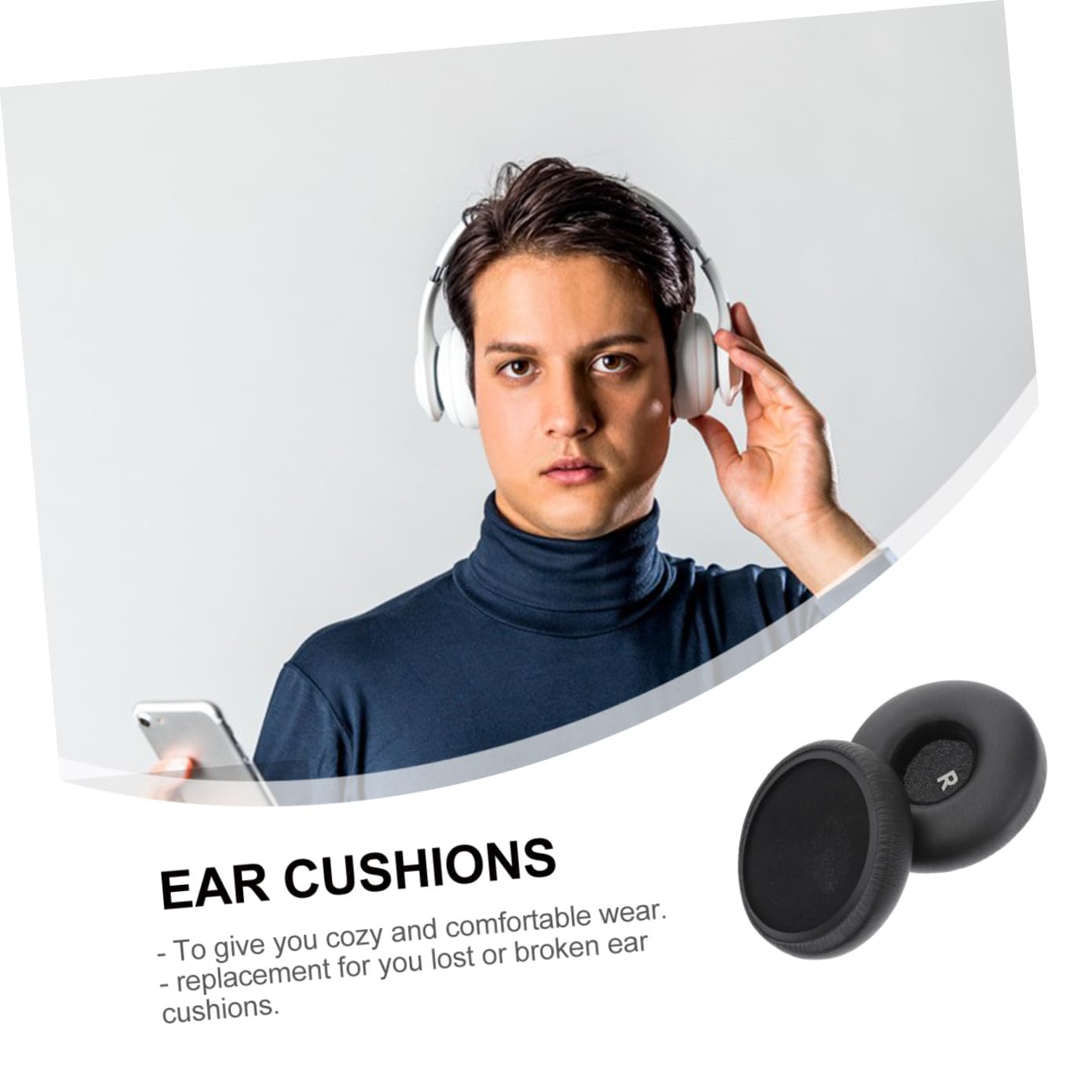 jojofuny 3piezas Auriculares Almohadillas De Repuesto De PU y Color Negro Compatibles Comodidad y Rendimiento De Graves Mejorados