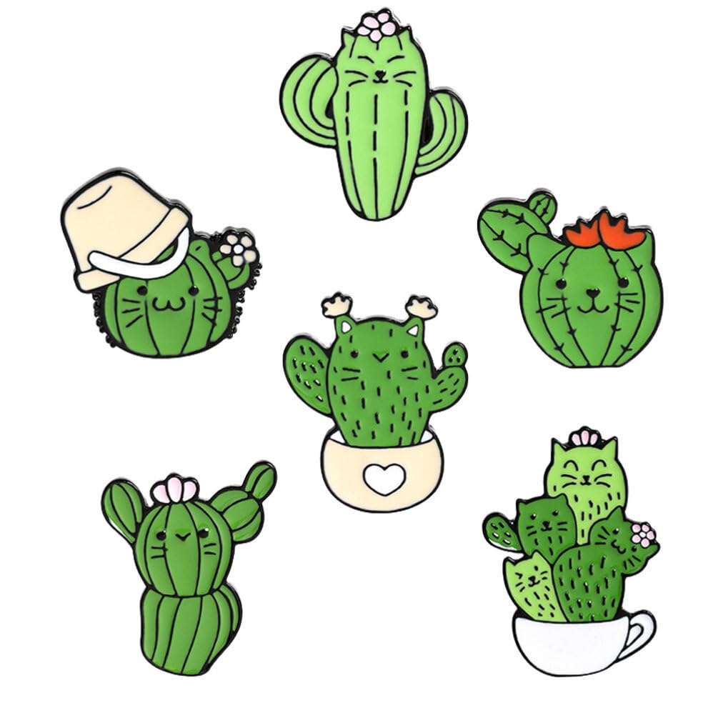 Jewelry Cat Cactus Brosche Set 6pcs gemischte Stil einfache Broschen für Partyfestival Casual Wear Jewelry