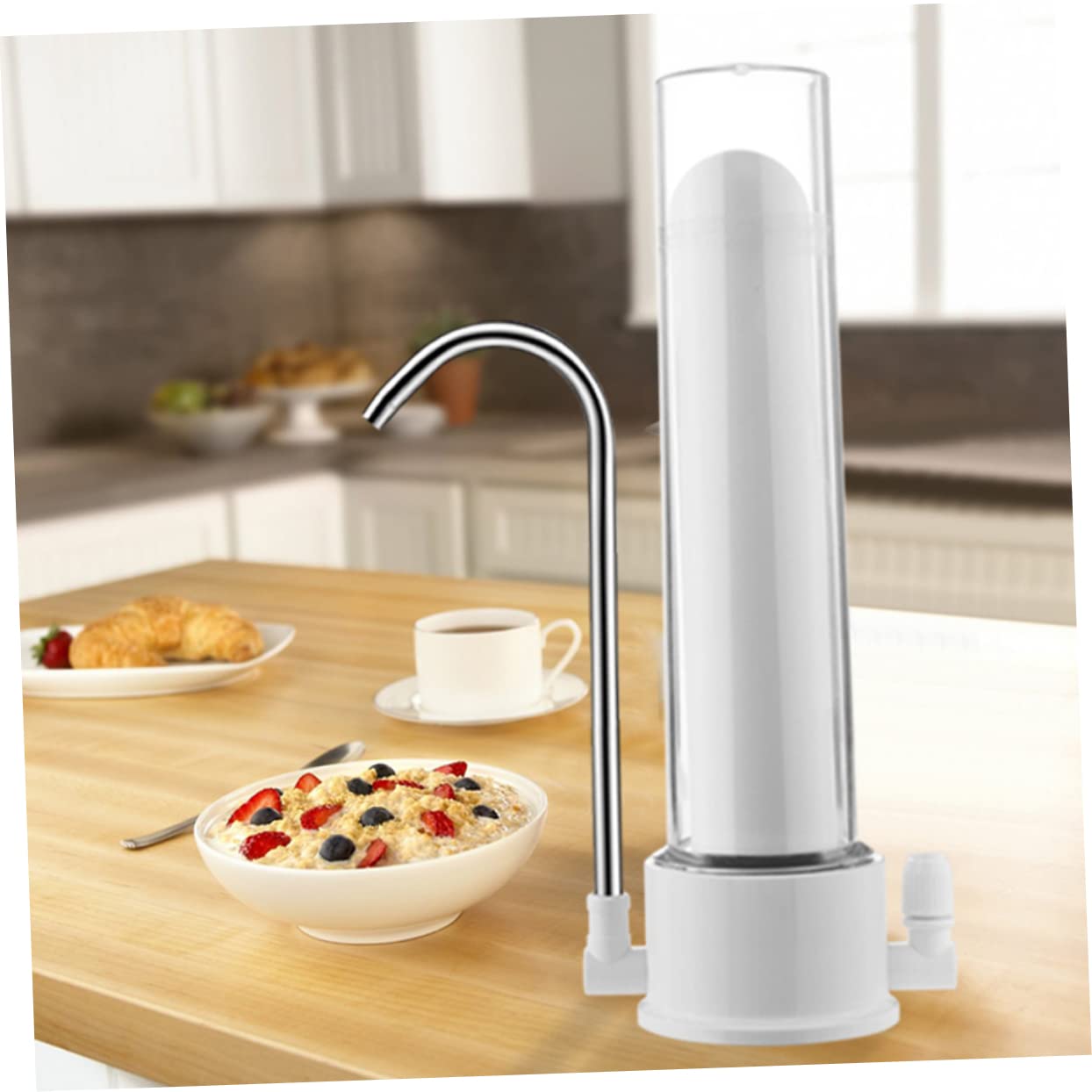 NUOBESTY Purificateur D'eau pour Robinet Cuisine, Filtration Physique, Installation Facile Plupart des Robinets Domestiques, D'adaptateurs, Blanc