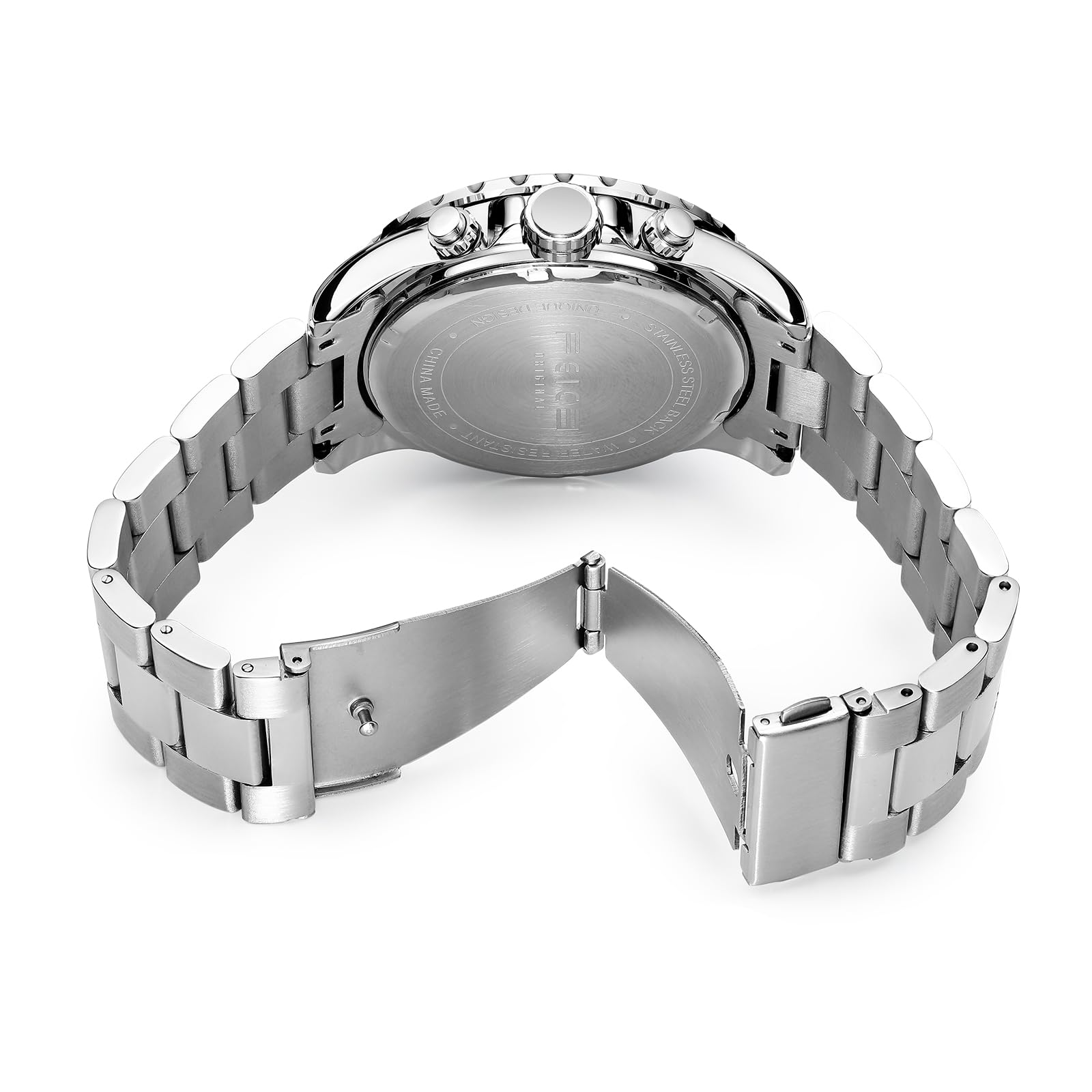 FEICE Orologio al Quarzo da Uomo Quadrante Multiplo 24 Ore Calendario Moda Business Orologio Casual Unico Nero FK131